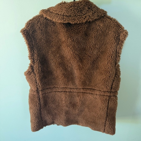 Express Womens Teddy Cinched Back Brown Vest Size Medium - Picture 13 of 16
